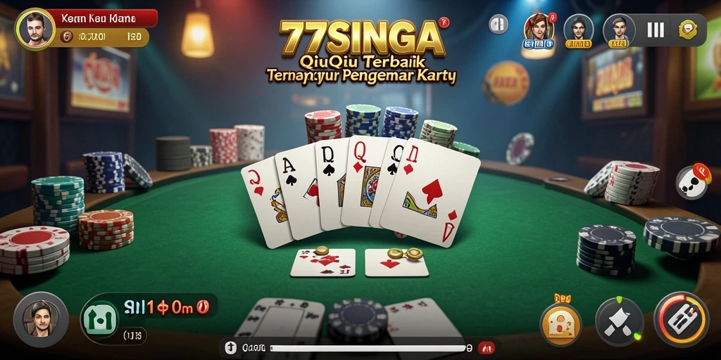 Screenshot gameplay 77SINGA yang menampilkan suasana pertandingan QiuQiu.