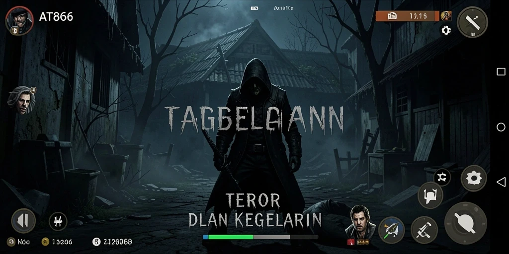 Screenshot gameplay AT866 menunjukkan suasana Horror yang mencekam.