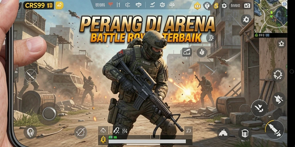 Gameplay seru dalam CRS99 yang menampilkan aksi Battle Royale intens.