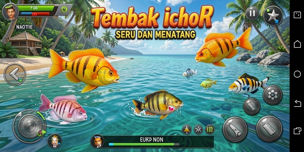 Tampilan gameplay yang seru dalam F08 Tembak Ikan.