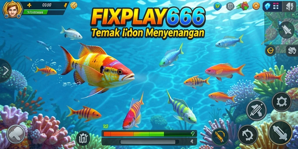 Screenshot gameplay FIXPLAY666 menunjukkan aksi menembak ikan yang seru.
