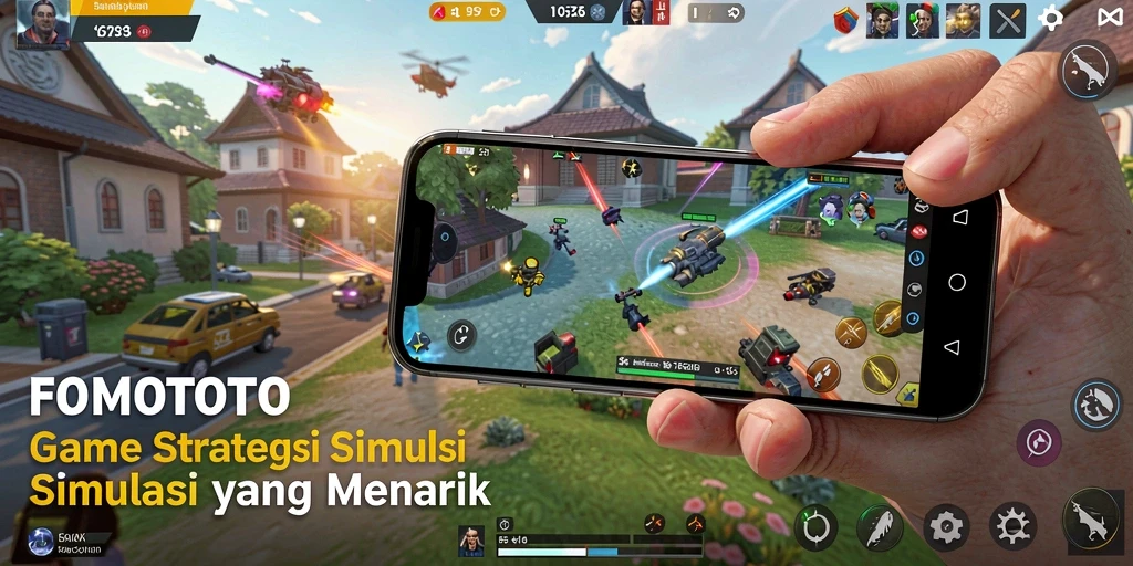 Screenshot FOMOTOTO menunjukkan gameplay strategis yang mendebarkan.