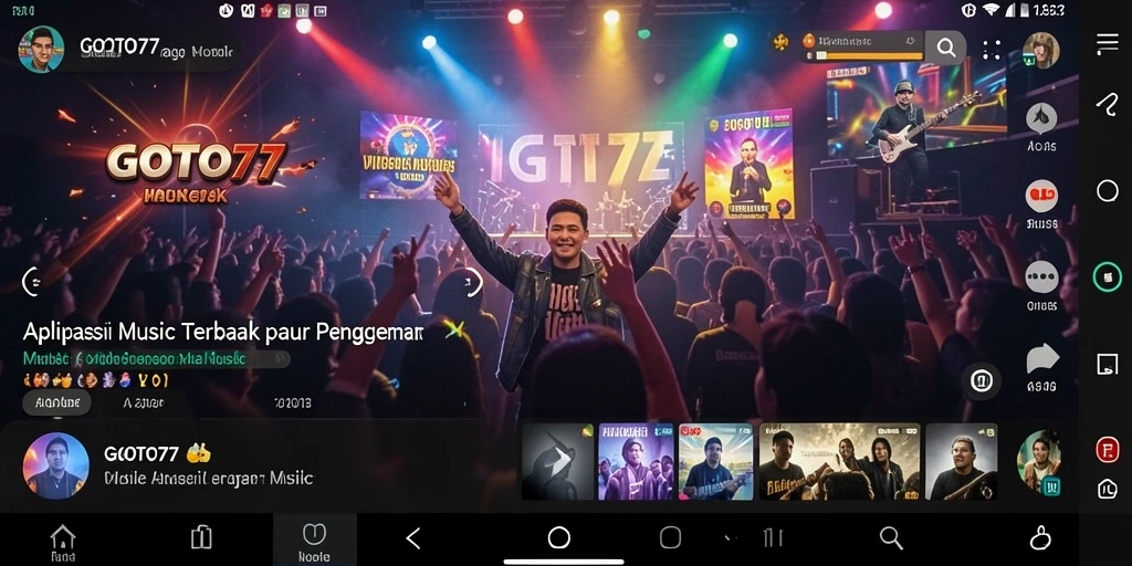 Tampilan gameplay GOTO77 yang menampilkan koleksi musik yang luas.