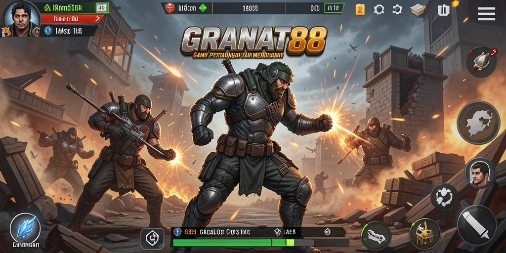 Tampilan screenshot menunjukkan aksi pertarungan yang seru dalam GRANAT88.