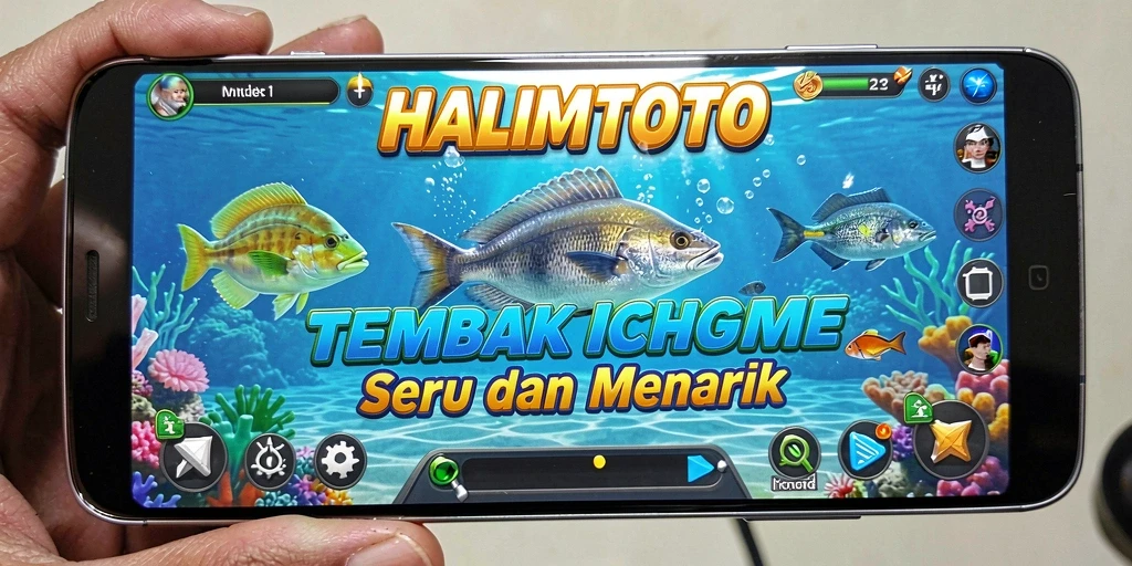 Screenshot gameplay HALIMTOTO yang seru saat menembak ikan.
