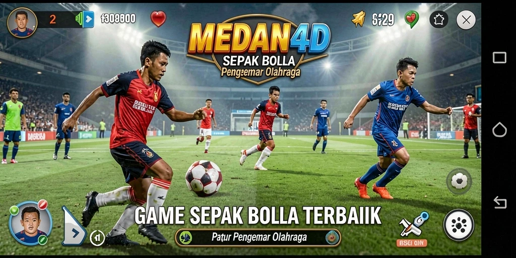 Tangkapan layar gameplay MEDAN4D yang menampilkan aksi seru di lapangan sepak bola.