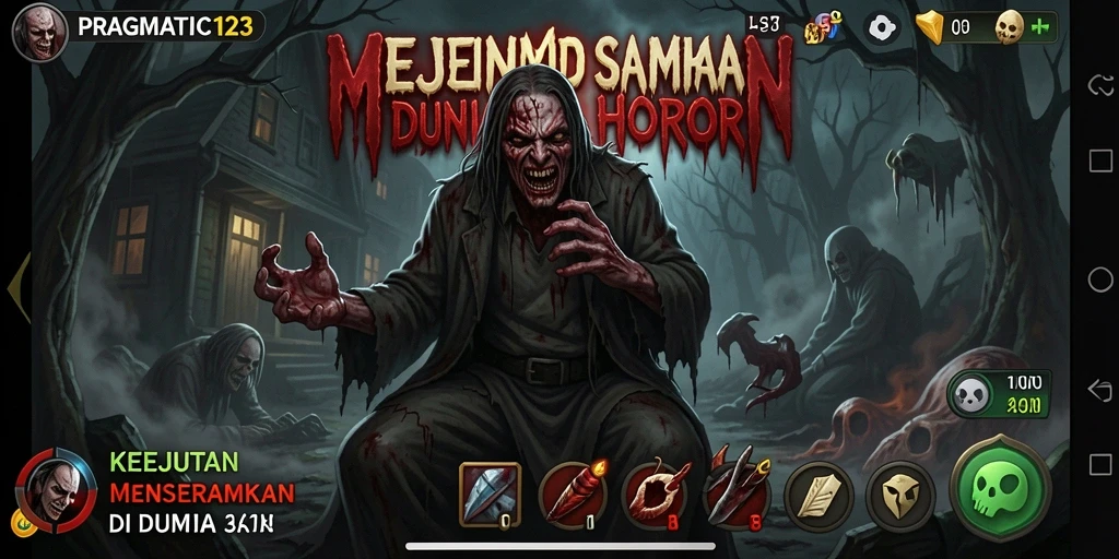 Tampilan gameplay menyeramkan dari PRAGMATIC123 dengan makhluk menakutkan.