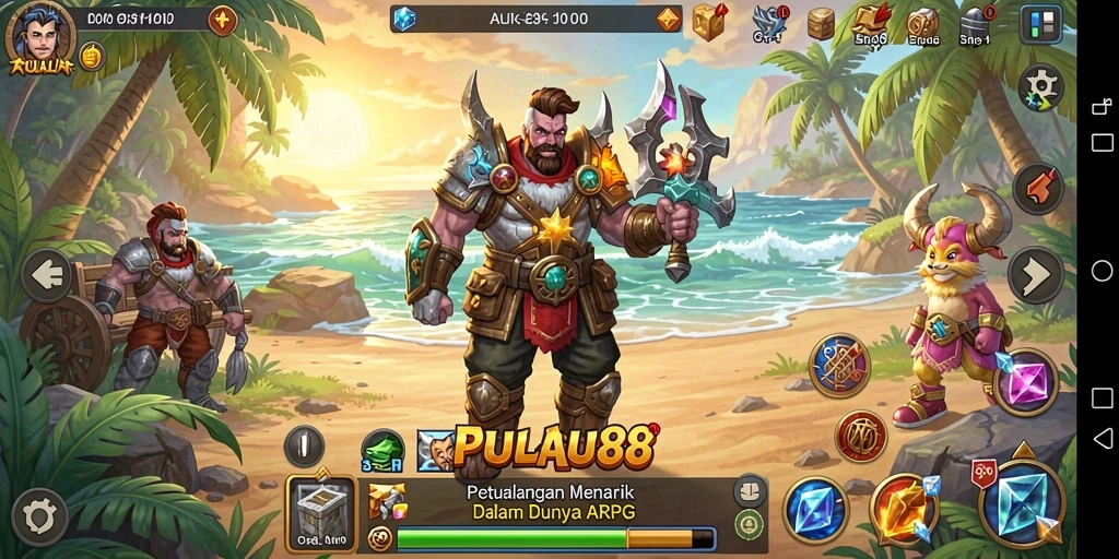 Tampilan gameplay PULAU88 dengan pertarungan seru di dunia ARPG.