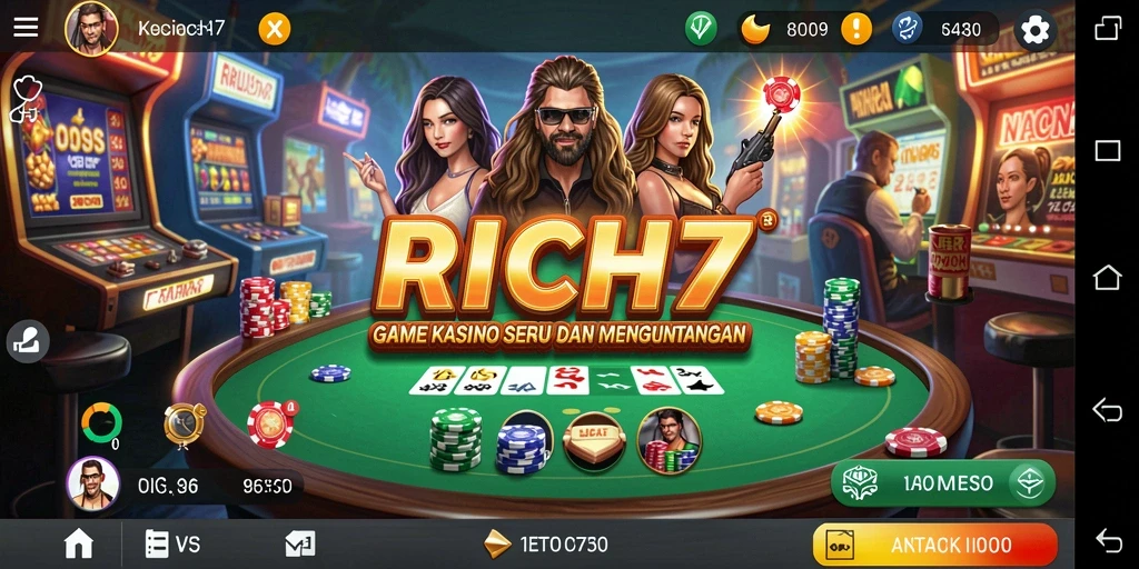 Screenshot RICH7 menampilkan gameplay kasino yang mengasyikkan.