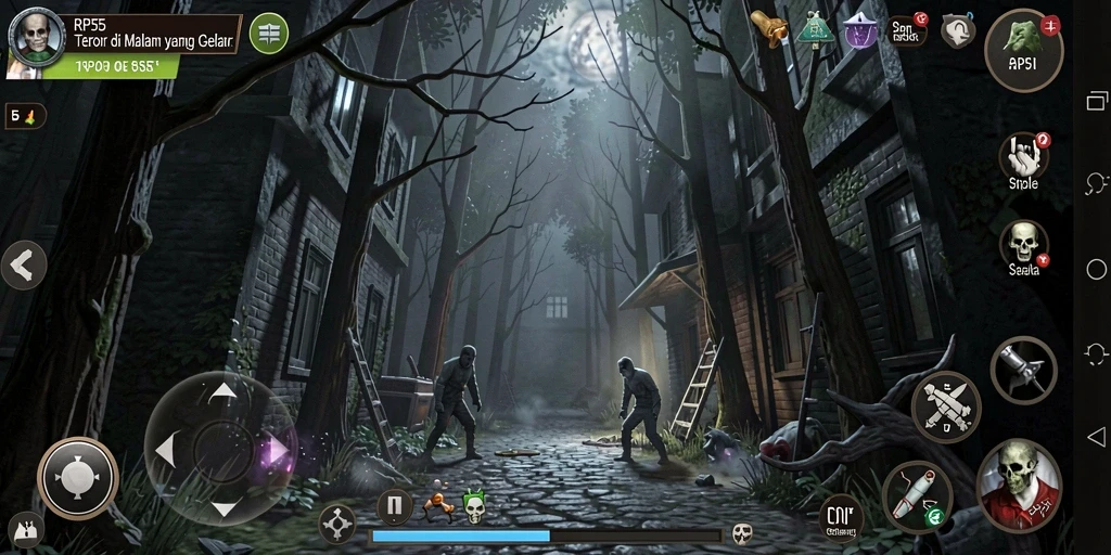 Screenshot gameplay RP55 yang menampilkan atmosfer mencekam.