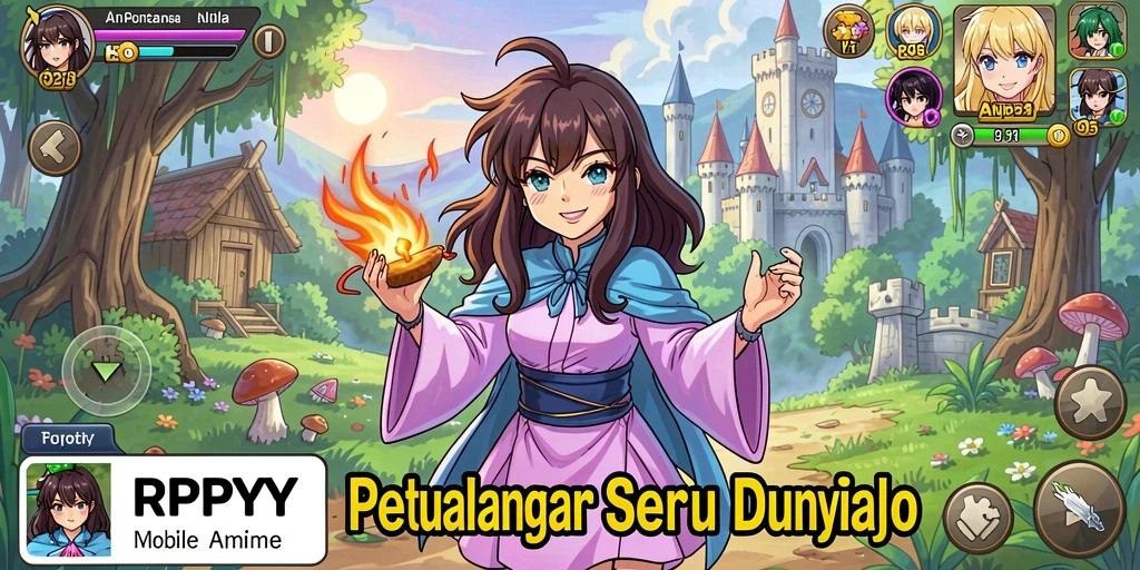 Tampilan gameplay yang memukau dalam RPYYY dengan karakter anime yang menawan.