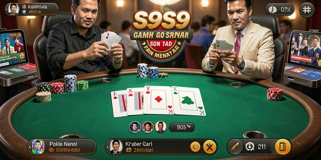 Tampilan gameplay penuh aksi di S9S9 dalam permainan Poker.