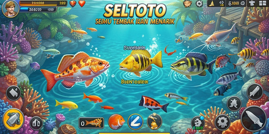 Tampilan gameplay SELTOTO yang menegangkan saat menembak ikan.