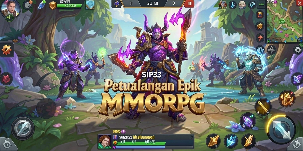 Tangkapan layar gameplay SIP33 yang menampilkan pertarungan seru di dunia MMORPG.
