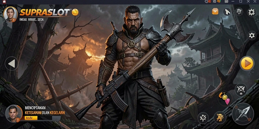 Tangkapan layar gameplay SUPRASLOT dengan suasana Horror yang menyeramkan.