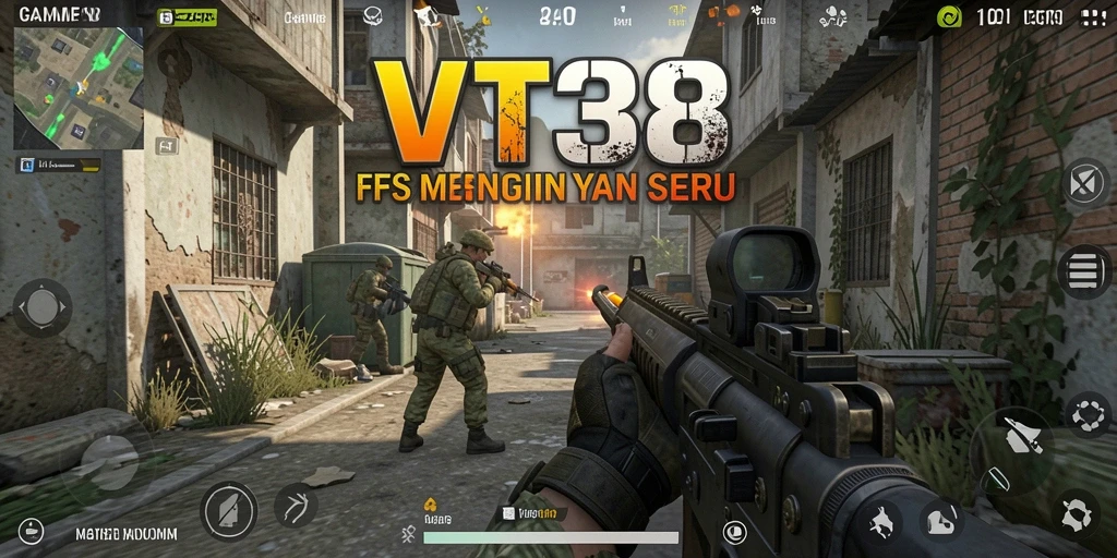 Screenshot VT38 menampilkan aksi seru dalam gameplay FPS.